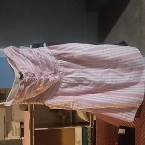 Women's strapless pink striped dress